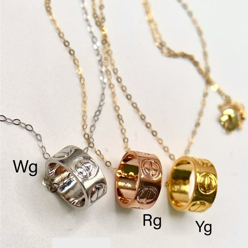 18K Gold Available Elegant Gold, Rose Gold, and Silver Pendant Necklace